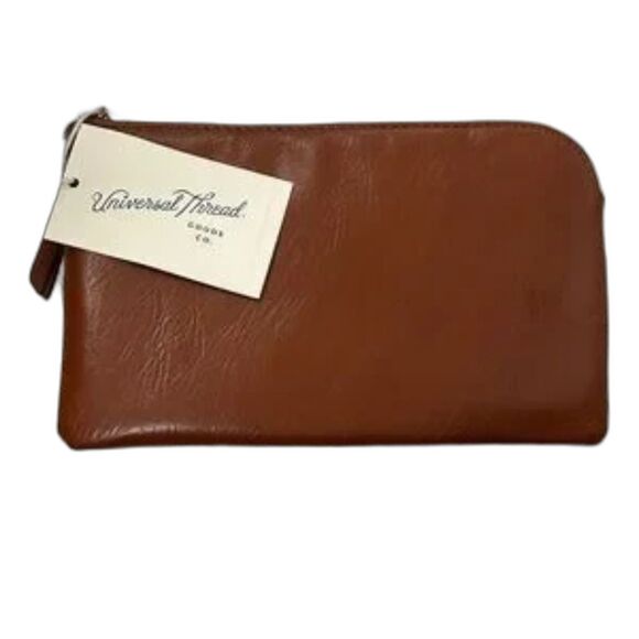Universal Thread Large Brown Faux Leather Zippered Pouch Clutch with Card Slots - Picture 4 of 4